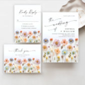 Pastel Roze Boho Wildbloemen Bruiloft QR-code Foto Save The Date