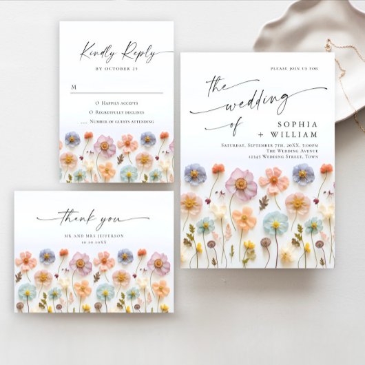 Pastel Roze Boho Wildbloemen Bruiloft QR-code Foto Save The Date