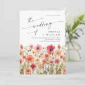 Pastel Roze Boho Wildbloemen Bruiloft QR-code Kaart (Staand voorkant)