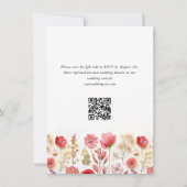 Pastel Roze Boho Wilde Bloemen Huwelijk QR code Save The Date (Achterkant)