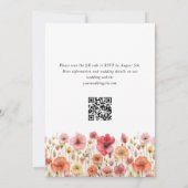 Pastel Roze Boho Wilde Bloemen Huwelijk QR code Save The Date (Achterkant)