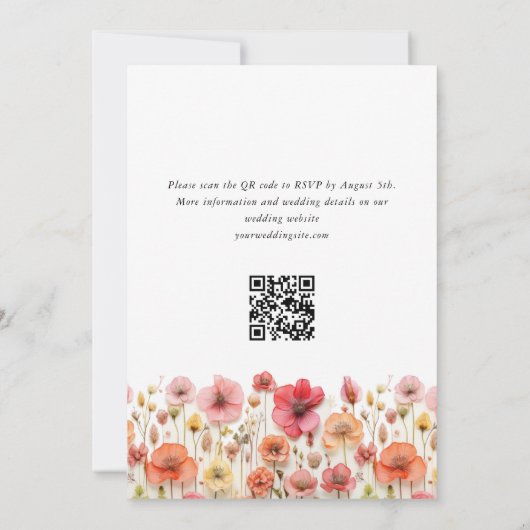 Pastel Roze Boho Wilde Bloemen Huwelijk QR code Save The Date (Achterkant)