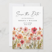 Pastel Roze Boho Wilde Bloemen Huwelijk QR code Save The Date (Voorkant)