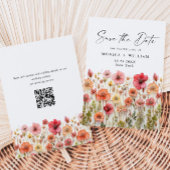 Pastel Roze Boho Wilde Bloemen Huwelijk QR code Save The Date