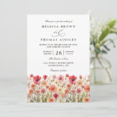 Pastel Roze Boho Wilde Bloemen QR Code Trouwen Kaart (Staand voorkant)