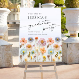 Pastel Roze Boho Wildebloem Afstudeerfeest Poster