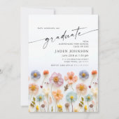 Pastel Roze Boho Wildflower Afstudeerfeest Foto Kaart (Voorkant)