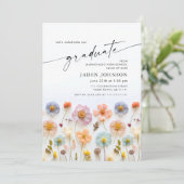 Pastel Roze Boho Wildflower Afstudeerfeest Foto Kaart (Staand voorkant)