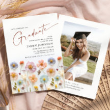 Pastel Roze Boho Wildflower Afstudeerfeest Foto