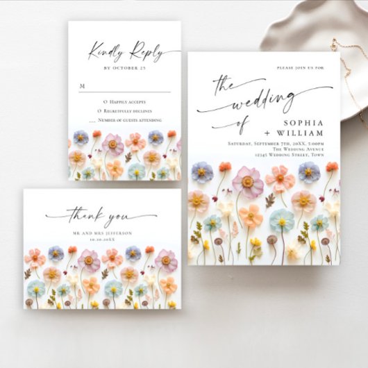 Pastel Roze Boho Wildflower Trouwtafel Nummer Kaart