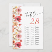 Pastel Roze Boho Wildflower Trouwtafel Nummer Kaart (Voorkant)