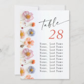 Pastel Roze Boho Wildflower Trouwtafel Nummer Kaart (Voorkant)