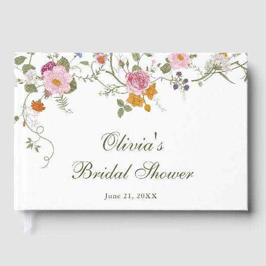 Pastel Roze Boho Wildflower Vrijgezellenfeest Gastenboek (Voorkant)