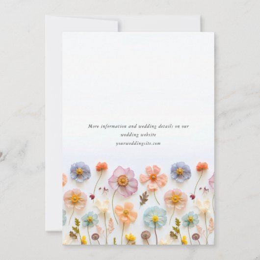Pastel Roze Boho Wildflowers Bloemenbruiloft Kaart (Achterkant)