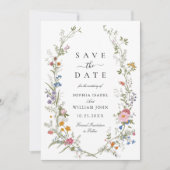 Pastel Roze Boho Wildflowers Bloemenbruiloft Save The Date (Voorkant)