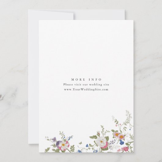 Pastel Roze Boho Wildflowers Bloemenbruiloft Save The Date (Achterkant)