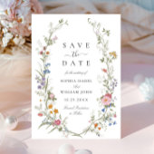 Pastel Roze Boho Wildflowers Bloemenbruiloft Save The Date