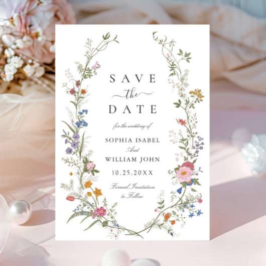 Pastel Roze Boho Wildflowers Bloemenbruiloft Save The Date