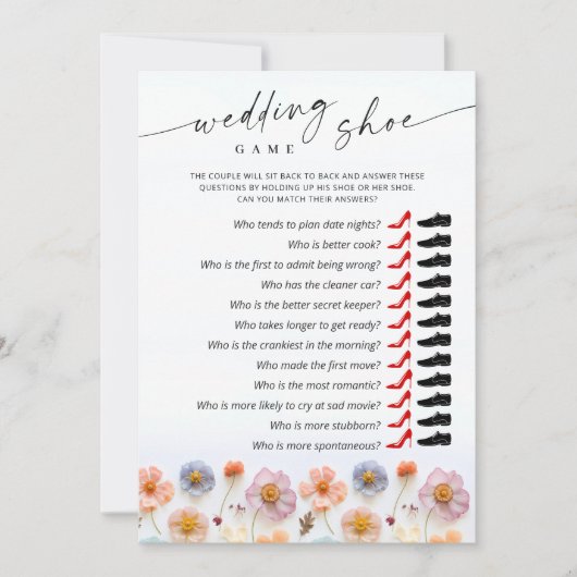 Pastel Roze Boho Wildflowers Bruids Game Kaart (Voorkant)