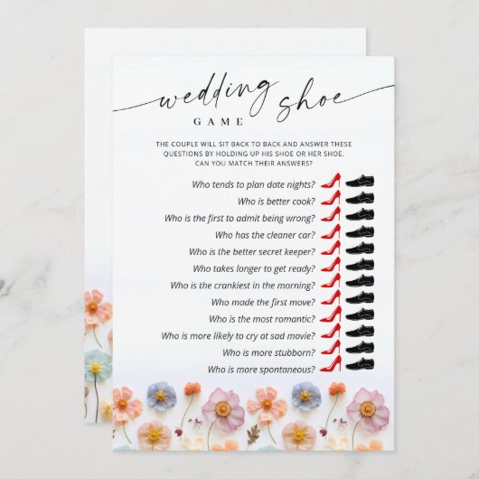 Pastel Roze Boho Wildflowers Bruids Game Kaart (Voorkant / Achterkant)