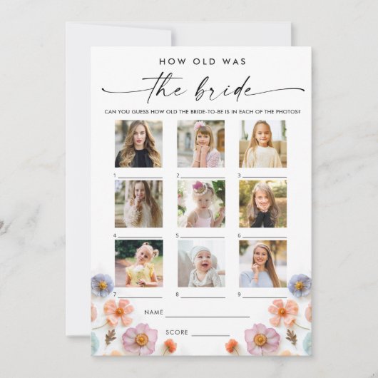 Pastel Roze Boho Wildflowers Bruids Game Kaart (Voorkant)