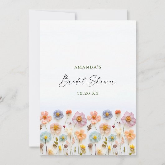 Pastel Roze Boho Wildflowers Bruids Game Kaart (Achterkant)