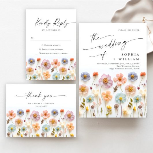 Pastel Roze Boho Wildflowers Bruids Game Kaart