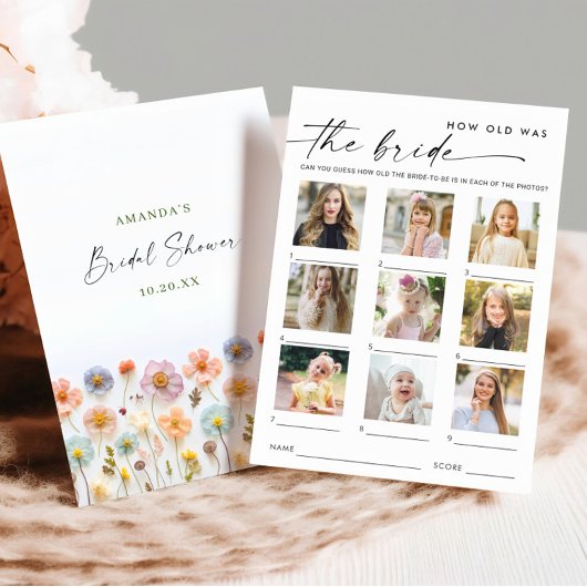 Pastel Roze Boho Wildflowers Bruids Game Kaart