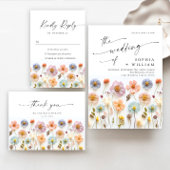 Pastel Roze Boho Wildflowers Bruids Game Kaart