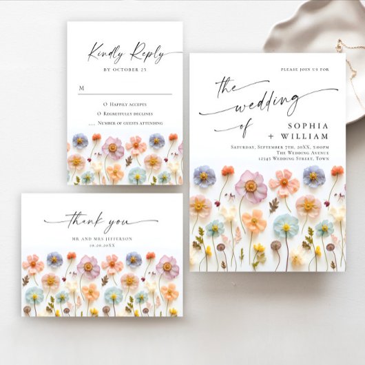 Pastel Roze Boho Wildflowers Bruids Game Kaart