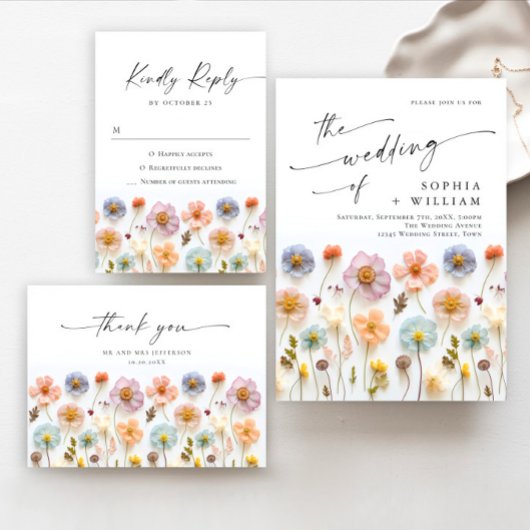 Pastel Roze Boho Wildflowers Bruids Game Kaart