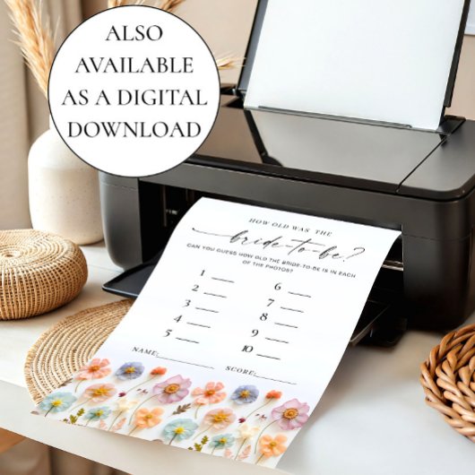 Pastel Roze Boho Wildflowers Bruids Game Kaart