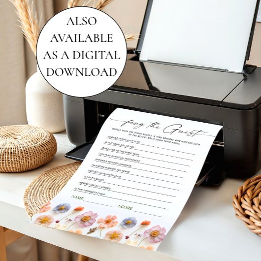 Pastel Roze Boho Wildflowers Bruids Game Kaart