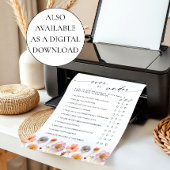 Pastel Roze Boho Wildflowers Bruids Game Kaart