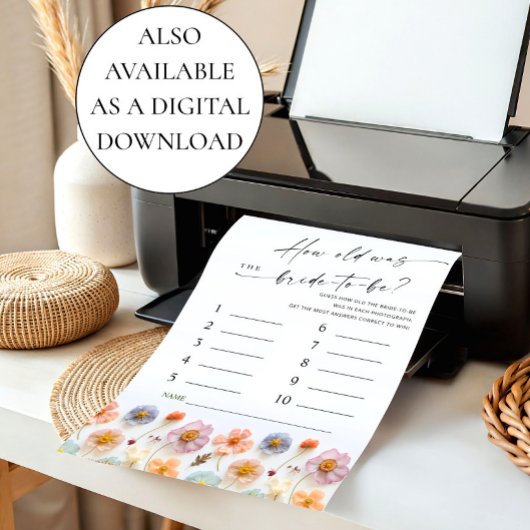 Pastel Roze Boho Wildflowers Bruids Game Kaart