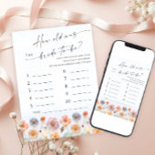 Pastel Roze Boho Wildflowers Bruids Game Kaart