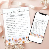 Pastel Roze Boho Wildflowers Bruids Game Kaart