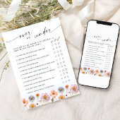 Pastel Roze Boho Wildflowers Bruids Game Kaart