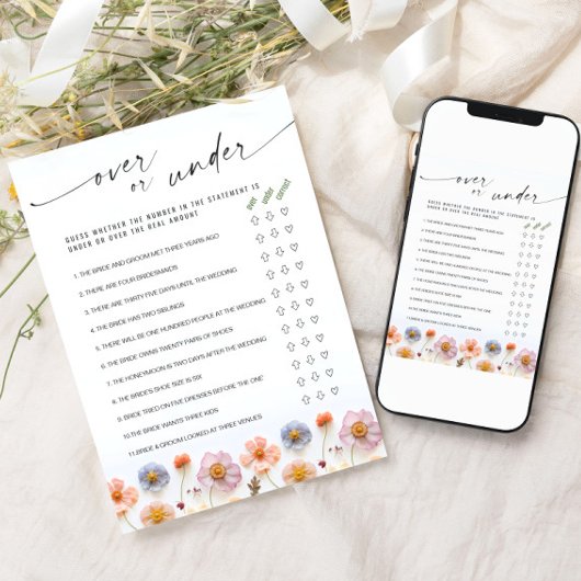 Pastel Roze Boho Wildflowers Bruids Game Kaart