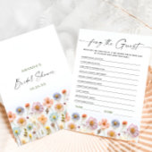 Pastel Roze Boho Wildflowers Bruids Game Kaart