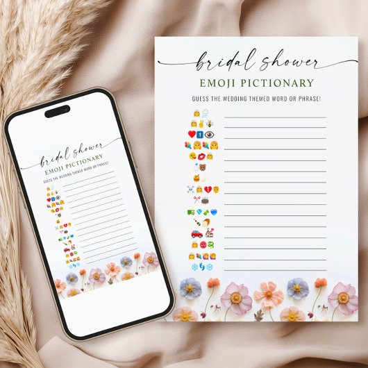 Pastel Roze Boho Wildflowers Bruids Game Kaart