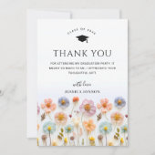 Pastel Roze Boho Wildflowers FOTO Afstuderen Bedankkaart (Voorkant)