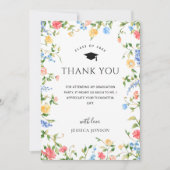 Pastel Roze Boho Wildflowers FOTO Afstuderen Bedankkaart (Voorkant)