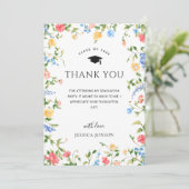 Pastel Roze Boho Wildflowers FOTO Afstuderen Bedankkaart (Staand voorkant)