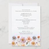 Pastel Roze Boho Wildflowers Wedding Details Kaart (Achterkant)