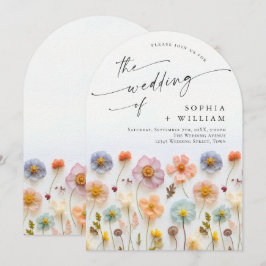 Pastel Roze Boho Wildflowers Wedding Kaart