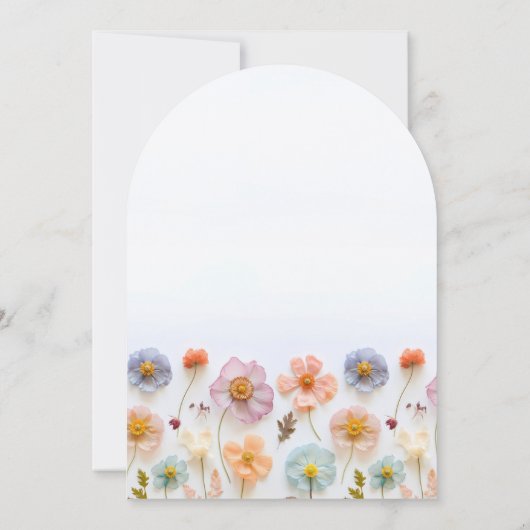 Pastel Roze Boho Wildflowers Wedding Kaart (Achterkant)