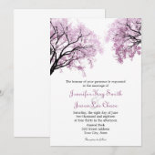 Pastel roze bomen - huwelijksuitnodigingen kaart (Voorkant / Achterkant)