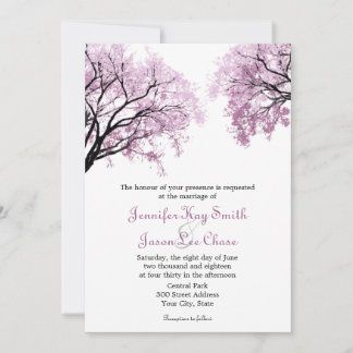 Pastel roze bomen - huwelijksuitnodigingen kaart