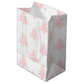 Pastel Roze Bomen Patroon Kerstmis Medium Cadeauzakje (Voorkant Gekanteld)